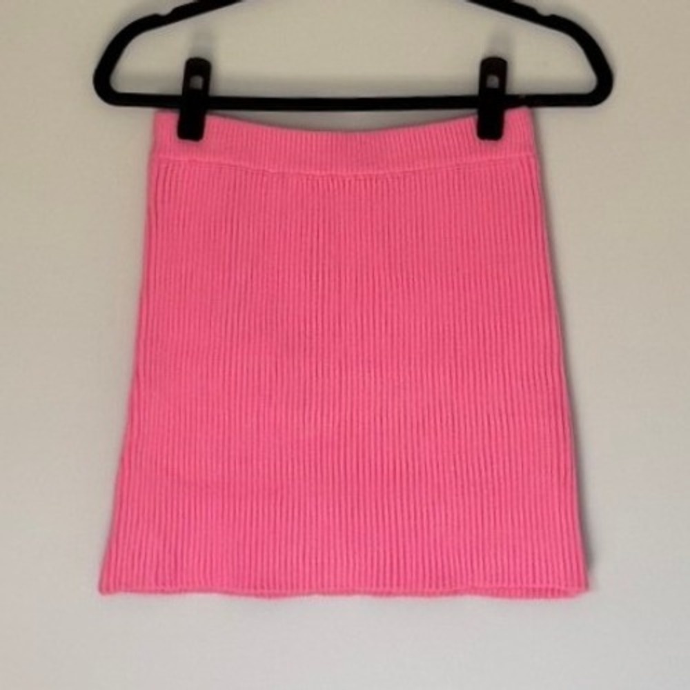 Zara Pink Ribbed Knit Mini Skirt Small 5536/124/620